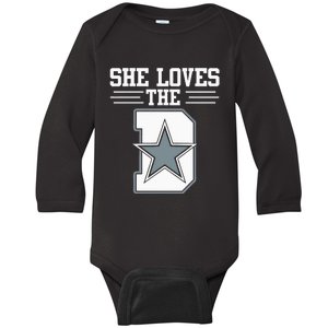 She Loves The D Dallas For Women Baby Long Sleeve Bodysuit