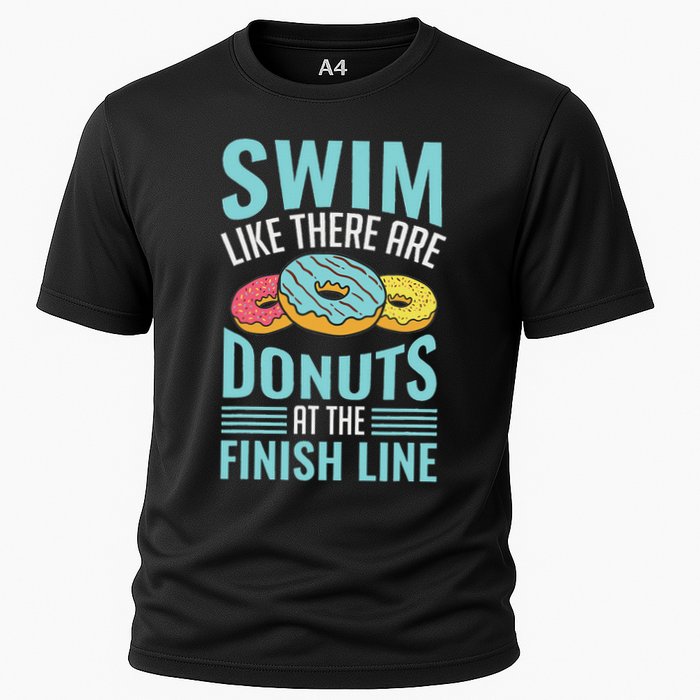 Swim Like There Are Donuts, Swimming Funny Swimmer Cooling Performance Crew T-Shirt