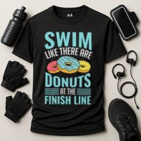 Swim Like There Are Donuts, Swimming Funny Swimmer Cooling Performance Crew T-Shirt
