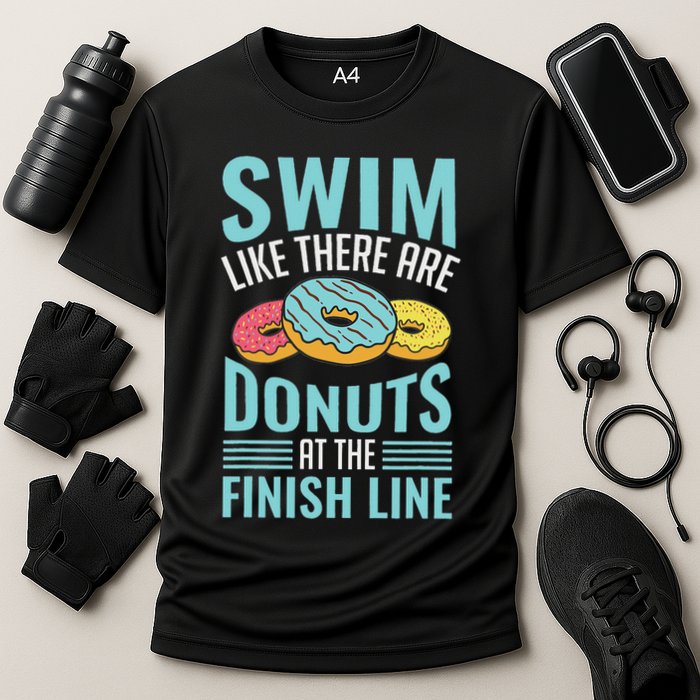 Swim Like There Are Donuts, Swimming Funny Swimmer Cooling Performance Crew T-Shirt