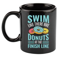 Swim Like There Are Donuts, Swimming Funny Swimmer 11oz C Handle Ceramic Mug