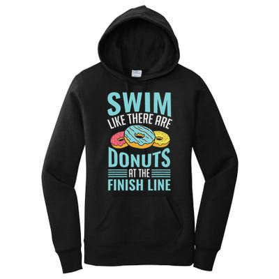 Swim Like There Are Donuts, Swimming Funny Swimmer Women's Pullover Hoodie