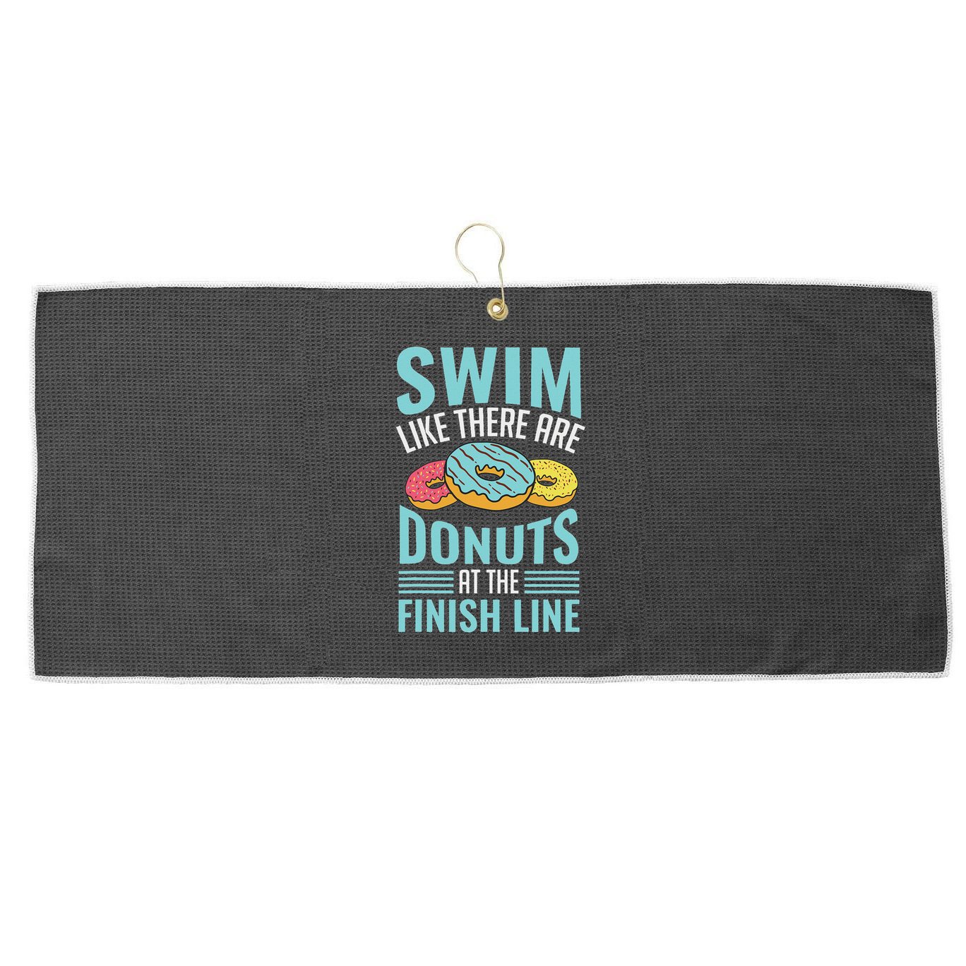Swim Like There Are Donuts, Swimming Funny Swimmer Large Microfiber Waffle Golf Towel