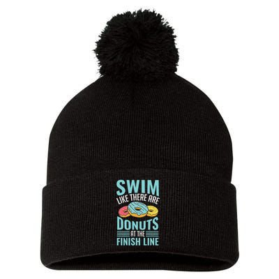 Swim Like There Are Donuts, Swimming Funny Swimmer Pom Pom 12in Knit Beanie