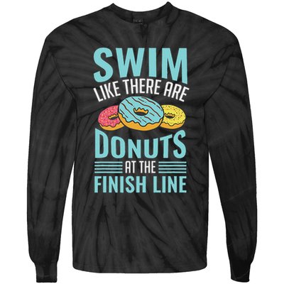 Swim Like There Are Donuts, Swimming Funny Swimmer Tie-Dye Long Sleeve Shirt