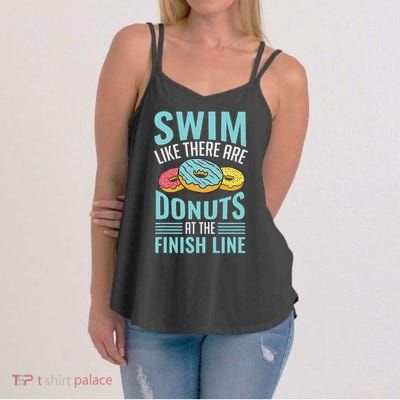 Swim Like There Are Donuts, Swimming Funny Swimmer Women's Strappy Tank