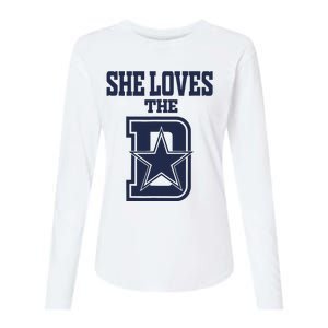 She Love The D Dallas Womens Cotton Relaxed Long Sleeve T-Shirt