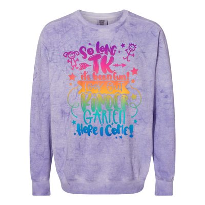 So Long Tk Its Been Fun Look Out Kindergarten Here I Come Colorblast Crewneck Sweatshirt