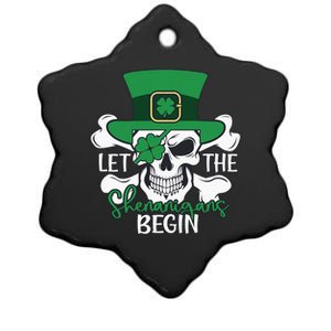 Skull Let The Shenanigan Begin St Patricks Day Luckey Vibes Shamrocks Ceramic Star Ornament