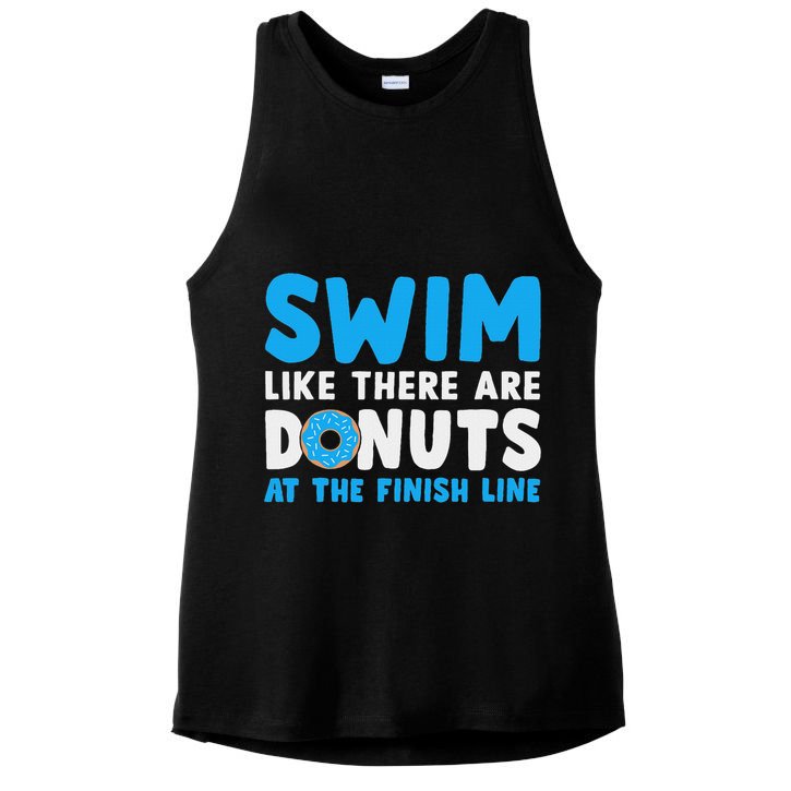 Swim Like There Are Donuts, Swimming Funny Swimmer Ladies PosiCharge Tri-Blend Wicking Tank