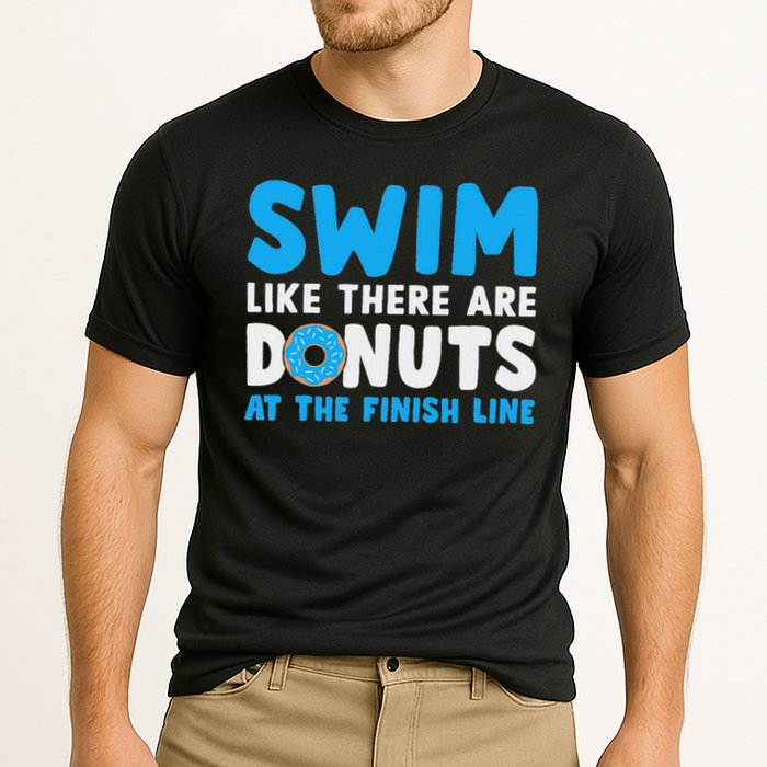Swim Like There Are Donuts, Swimming Funny Swimmer Cooling Performance Crew T-Shirt