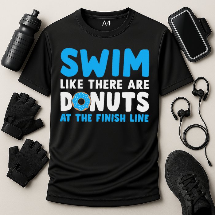 Swim Like There Are Donuts, Swimming Funny Swimmer Cooling Performance Crew T-Shirt