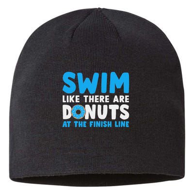 Swim Like There Are Donuts, Swimming Funny Swimmer Sustainable Beanie