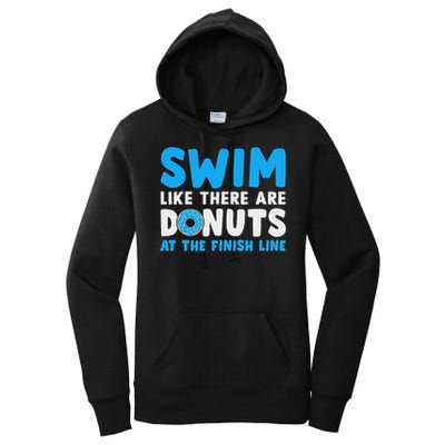 Swim Like There Are Donuts, Swimming Funny Swimmer Women's Pullover Hoodie