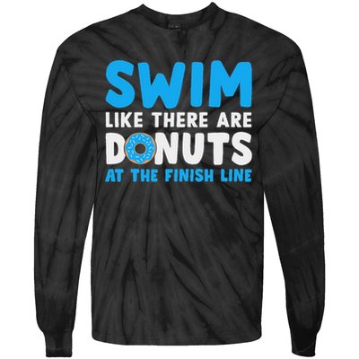 Swim Like There Are Donuts, Swimming Funny Swimmer Tie-Dye Long Sleeve Shirt