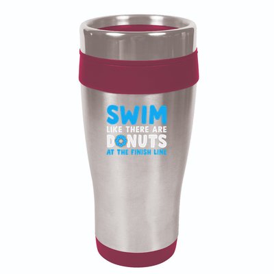 Swim Like There Are Donuts, Swimming Funny Swimmer 16oz Travel Tumbler