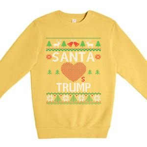 Santa Loves Trump Funny Ugly Christmas Donald Trump Gift Premium Crewneck Sweatshirt