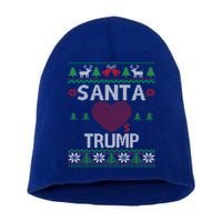 Santa Loves Trump Funny Ugly Christmas Donald Trump Gift Short Acrylic Beanie