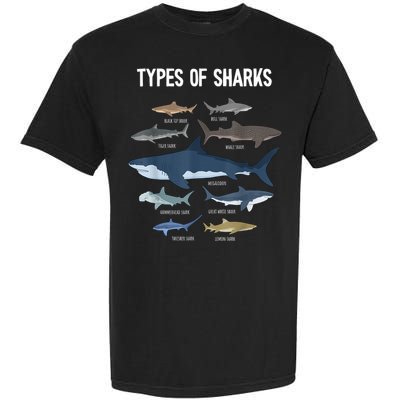 Shark Lover Types Of Sharks Kinds Of Sharks Shark Garment-Dyed Heavyweight T-Shirt