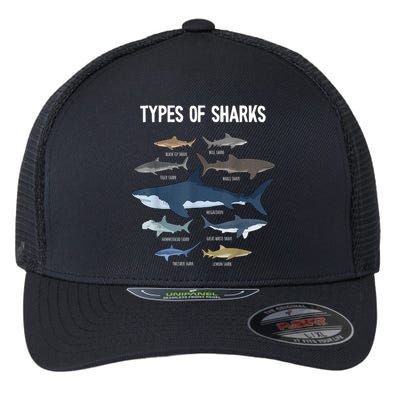 Shark Lover Types Of Sharks Kinds Of Sharks Shark Flexfit Unipanel Trucker Cap