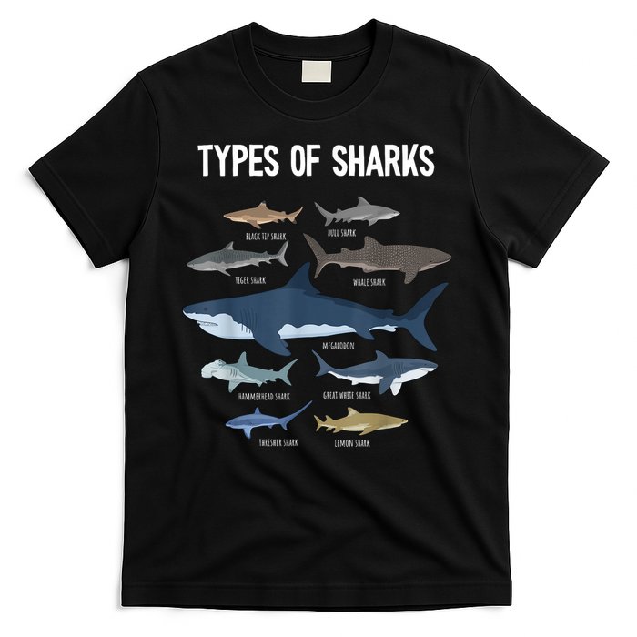 Shark Lover Types Of Sharks Kinds Of Sharks Shark T-Shirt
