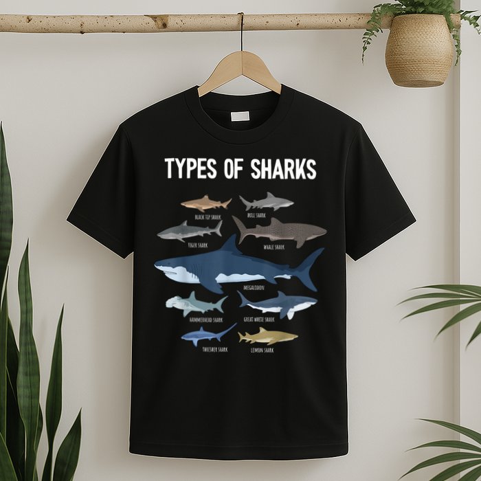 Shark Lover Types Of Sharks Kinds Of Sharks Shark T-Shirt