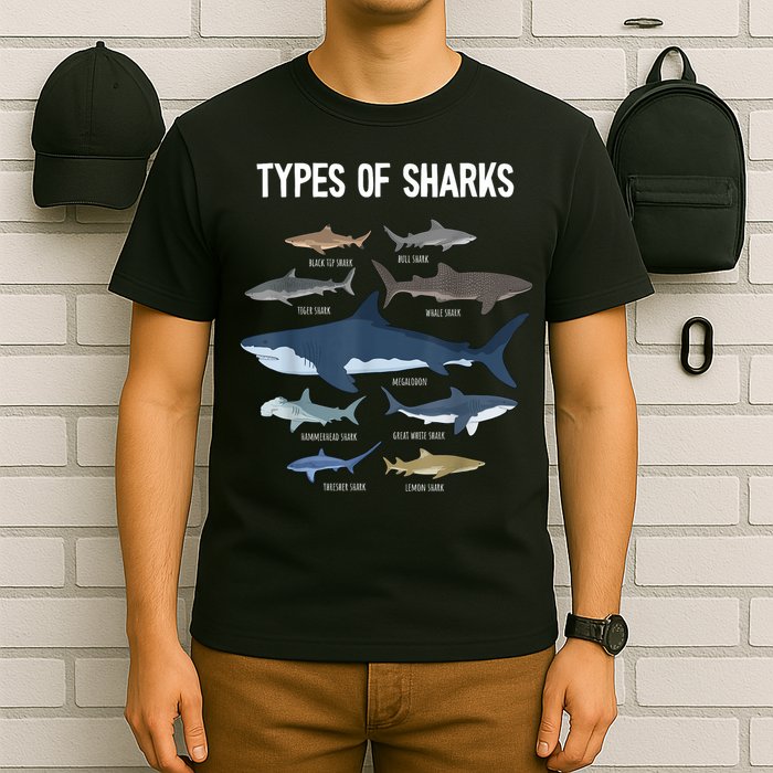Shark Lover Types Of Sharks Kinds Of Sharks Shark T-Shirt