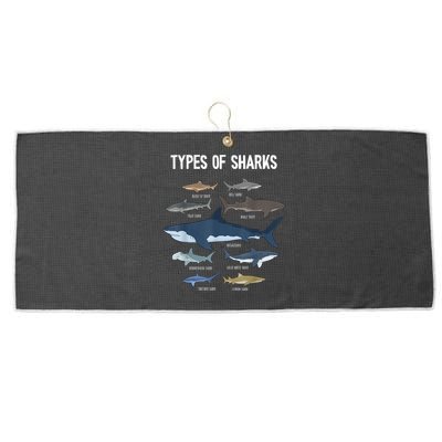 Shark Lover Types Of Sharks Kinds Of Sharks Shark Large Microfiber Waffle Golf Towel