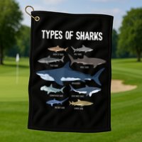 Shark Lover Types Of Sharks Kinds Of Sharks Shark Golf Towel