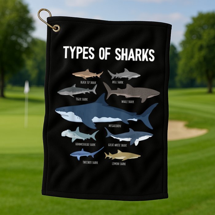 Shark Lover Types Of Sharks Kinds Of Sharks Shark Golf Towel