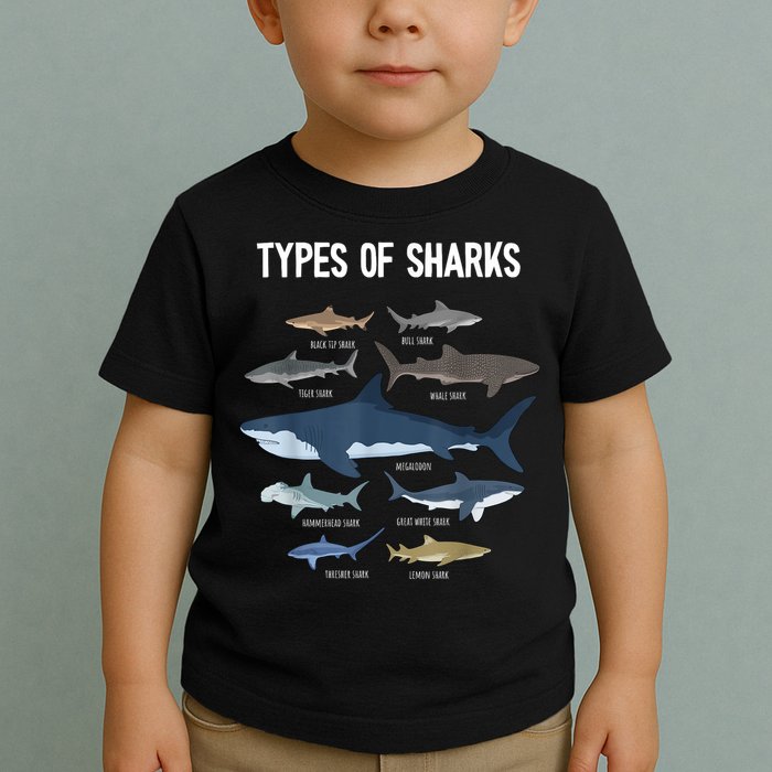 Shark Lover Types Of Sharks Kinds Of Sharks Shark Toddler T-Shirt