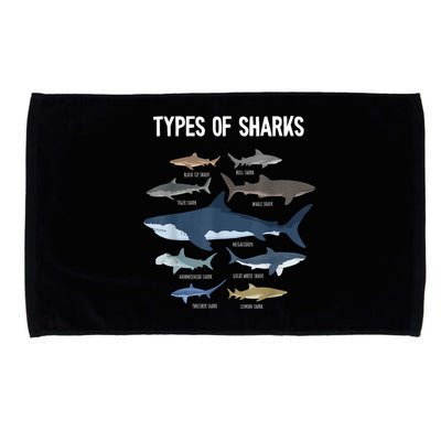 Shark Lover Types Of Sharks Kinds Of Sharks Shark Microfiber Hand Towel
