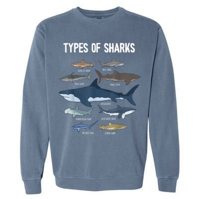 Shark Lover Types Of Sharks Kinds Of Sharks Shark Garment-Dyed Sweatshirt