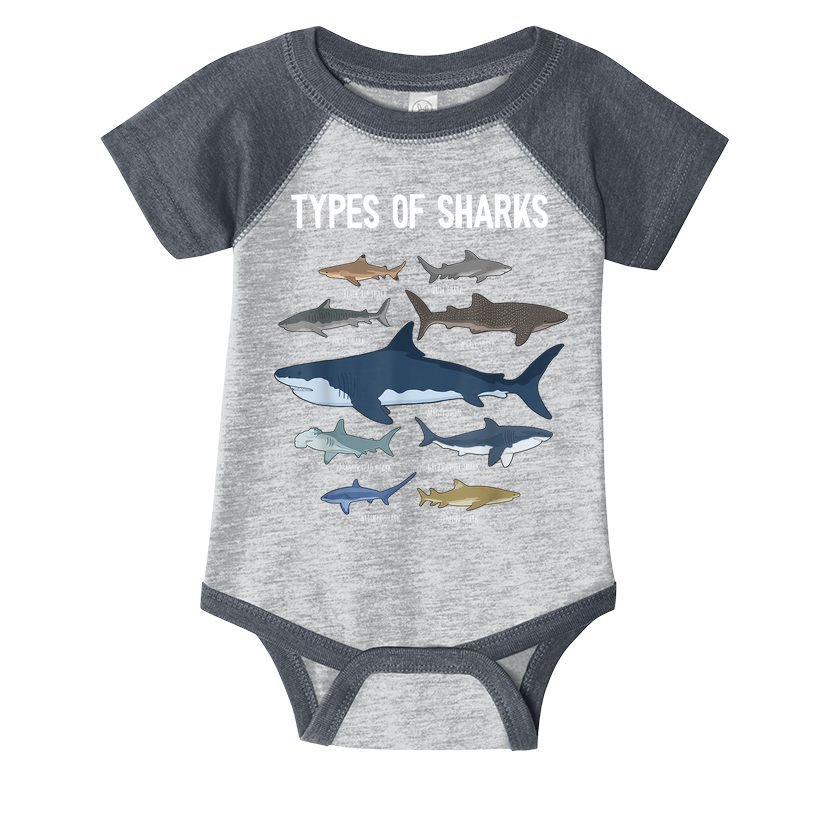 Shark Lover Types Of Sharks Kinds Of Sharks Shark Infant Baby Jersey Bodysuit