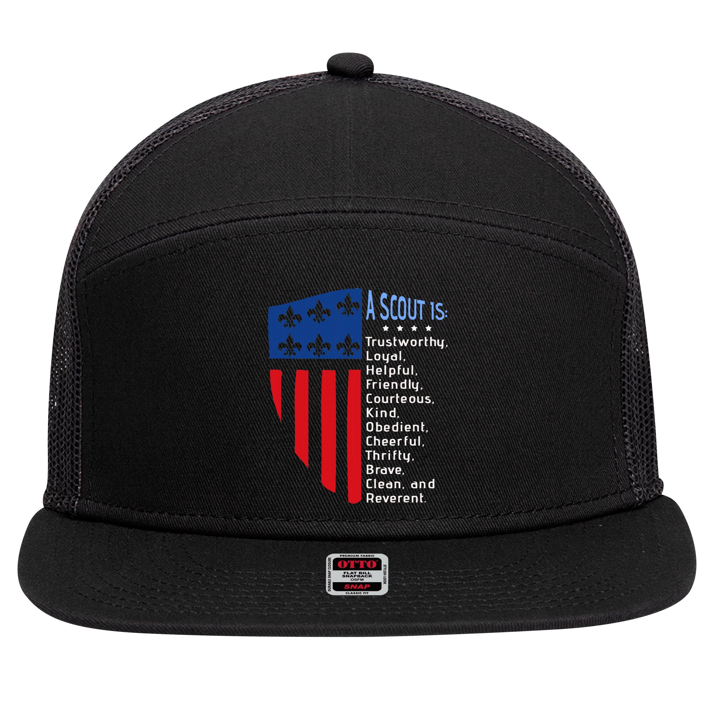 Scouting Law Us America Flag Scouting Law Gift 7 Panel Mesh Trucker Snapback Hat