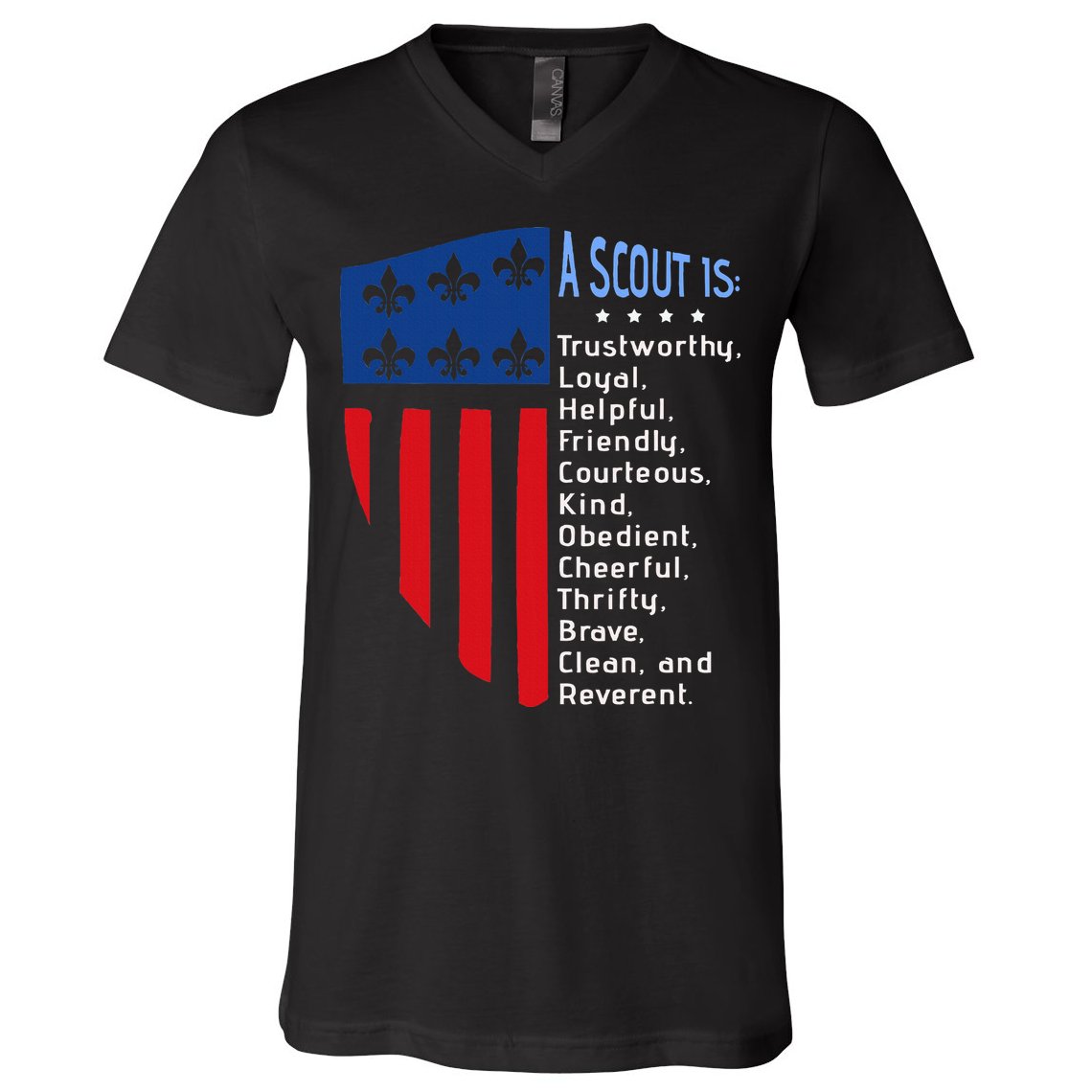 Scouting Law Us America Flag Scouting Law Gift V-Neck T-Shirt