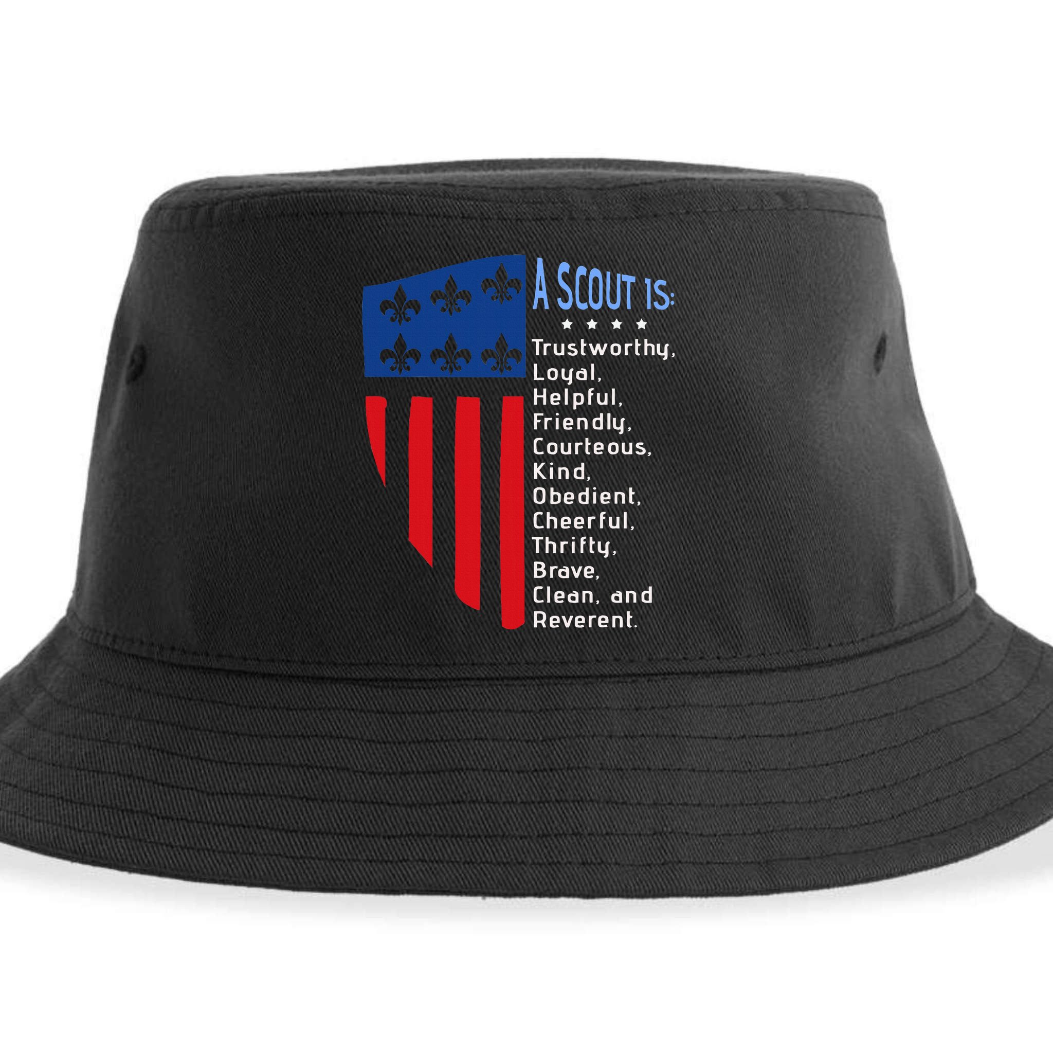 Scouting Law Us America Flag Scouting Law Gift Sustainable Bucket Hat