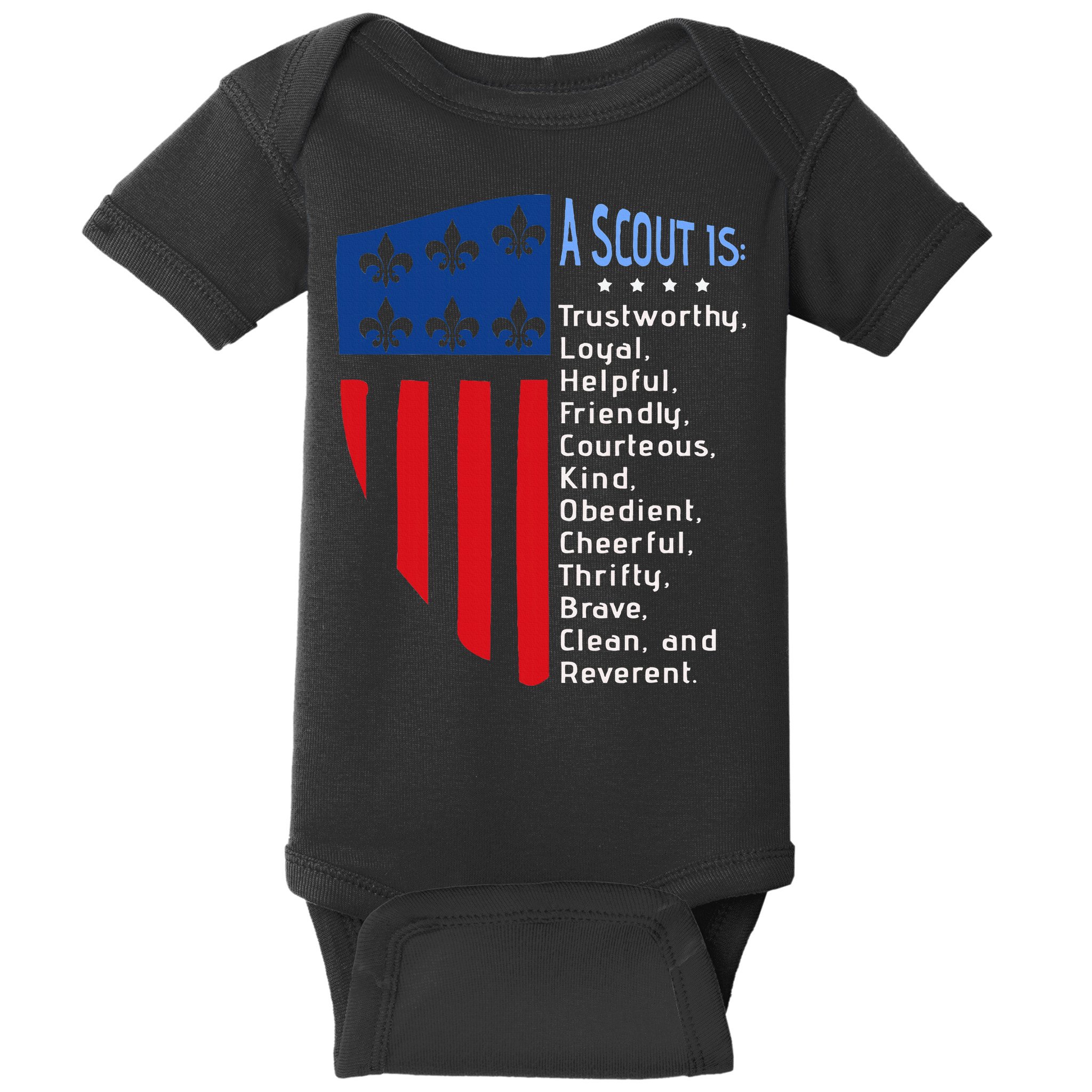 Scouting Law Us America Flag Scouting Law Gift Baby Bodysuit