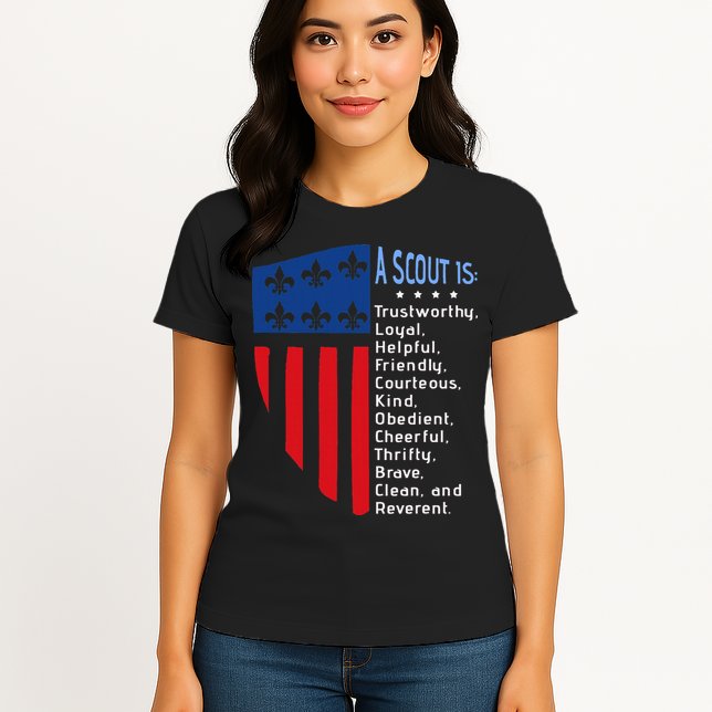 Scouting Law Us America Flag Scouting Law Gift Womens T-Shirt