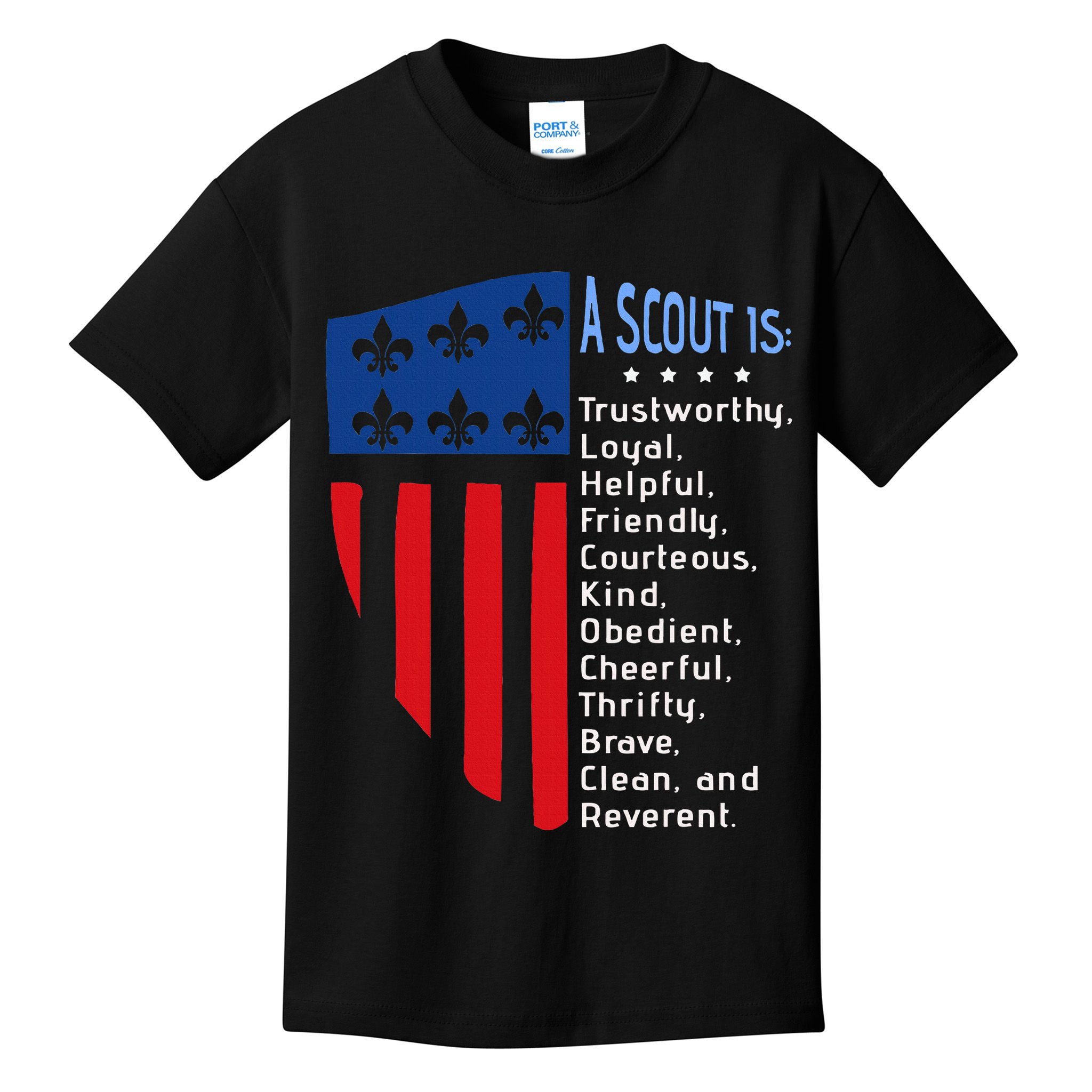 Scouting Law Us America Flag Scouting Law Gift Kids T-Shirt