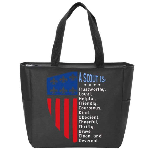 Scouting Law Us America Flag Scouting Law Gift Zip Tote Bag
