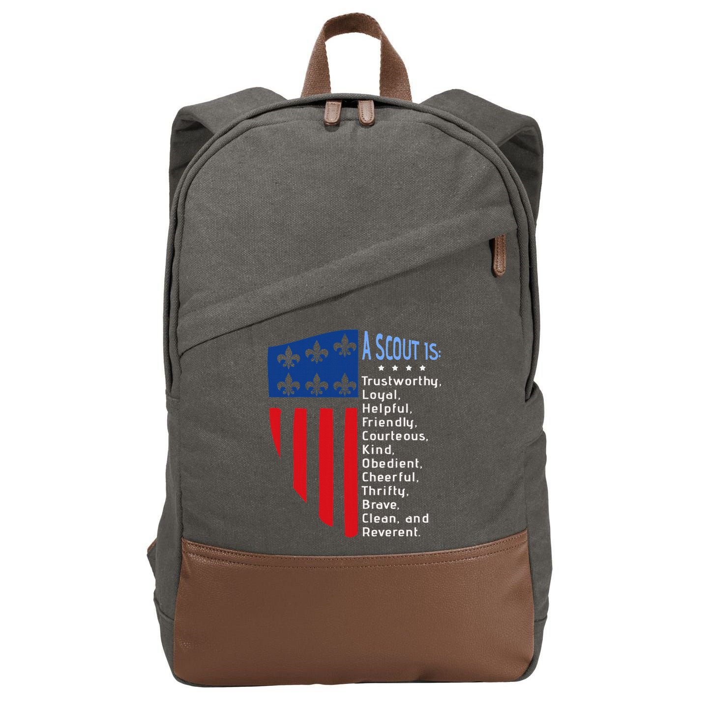 Scouting Law Us America Flag Scouting Law Gift Cotton Canvas Backpack