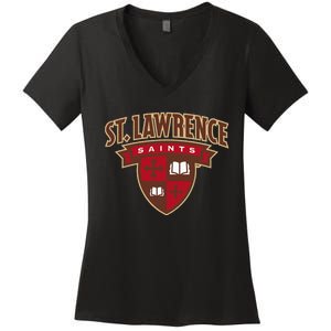 St. Lawrence University Saints Shield Women's V-Neck T-Shirt