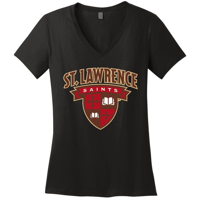 St. Lawrence University Saints Shield Women's V-Neck T-Shirt