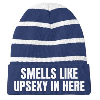 Smells Like Up Sexy In Here Striped Beanie with Solid Band