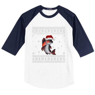 Salmon Loverssanta Ugly Xmas Sweater Baseball Sleeve Shirt