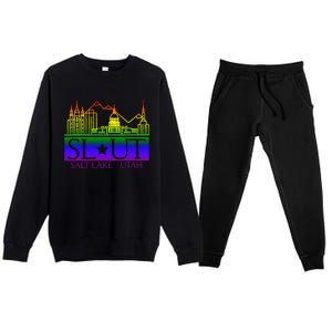 Salt Lake Utah SlUt Lgbtq Funny Premium Crewneck Sweatsuit Set