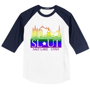 Salt Lake Utah SlUt Lgbtq Funny Baseball Sleeve Shirt