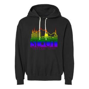 Salt Lake Utah SlUt Lgbtq Funny Garment-Dyed Fleece Hoodie