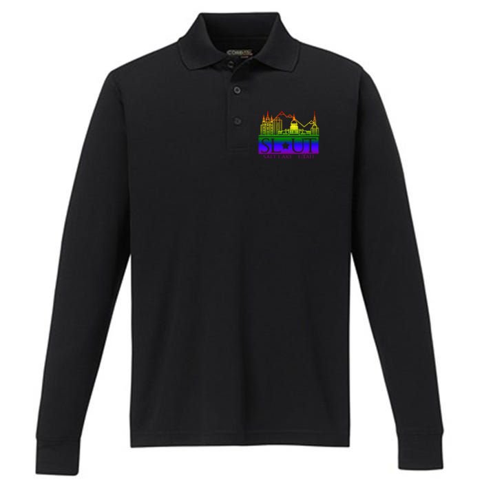 Salt Lake Utah SlUt Lgbtq Funny Performance Long Sleeve Polo